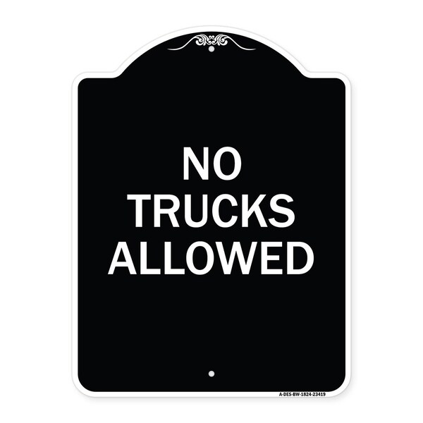 Parking Lot No Trucks Allowed Heavy-Gauge Aluminum Architectural Sign, 24" x 18", BW-1824-23419